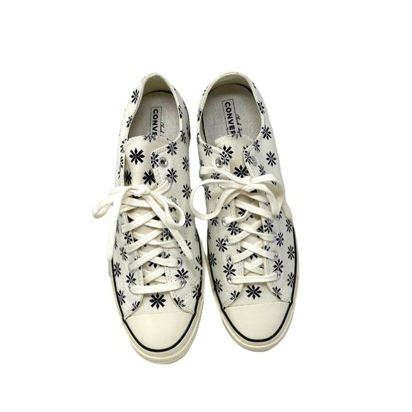 Converse Chuck 70 OX Egret Black White Low Top Shoes Men's Size Floral 169591C - Picture 3 of 10